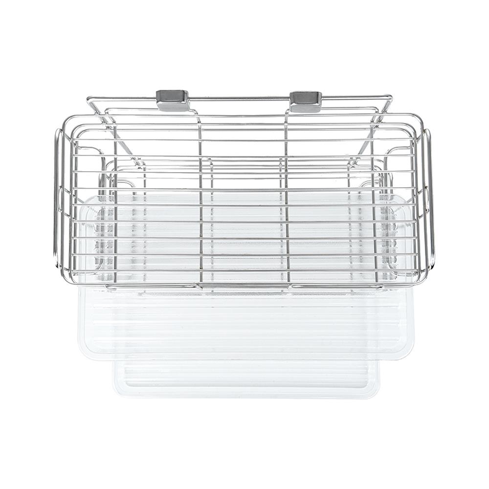 ชั้นแขวนวางแก้วสเตนเลสพร้อมถาด2ชั้นKECH