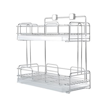 ชั้นแขวนวางแก้วสเตนเลสพร้อมถาด2ชั้นKECH