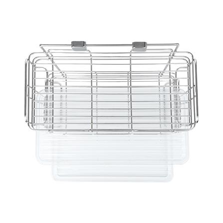 ชั้นแขวนวางแก้วสเตนเลสพร้อมถาด2ชั้นKECH_2