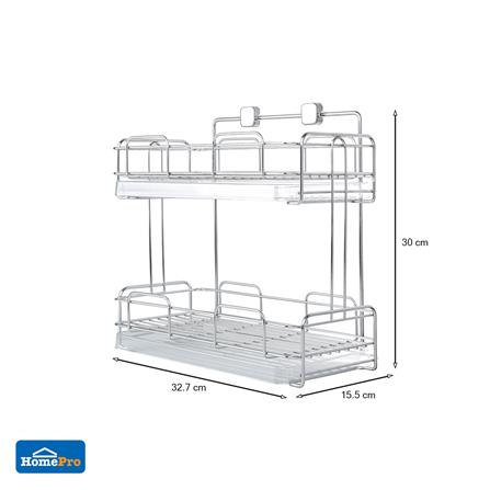ชั้นแขวนวางแก้วสเตนเลสพร้อมถาด2ชั้นKECH_5