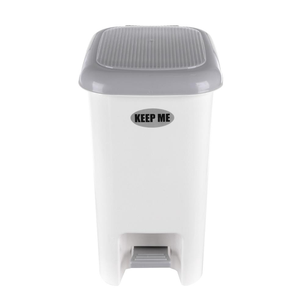 ถังขยะเหยียบเหลี่ยมรี JCJ 2145 ขนาด 15L สีขาว/เทา