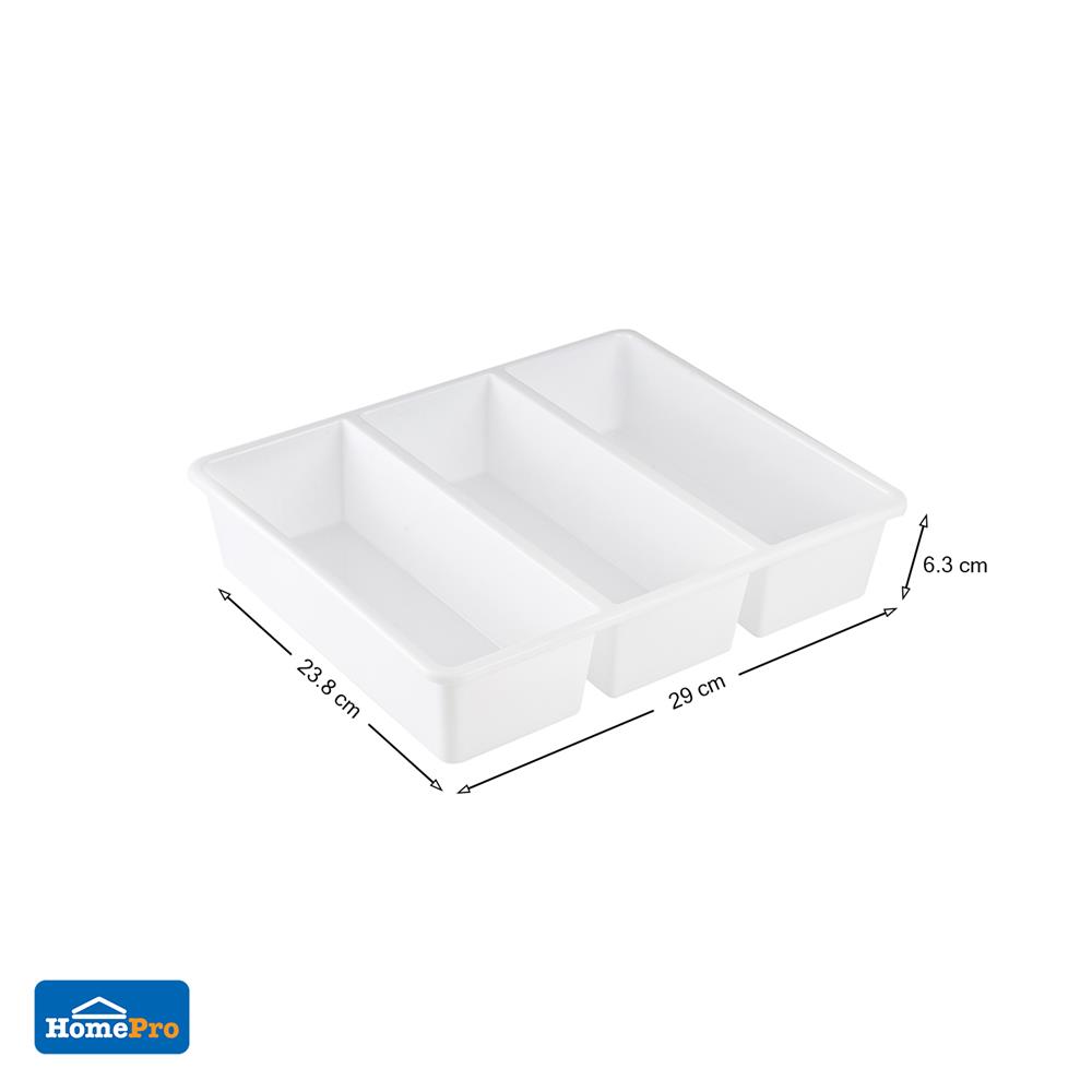 กล่องแบ่งช่อง 3 ช่อง STACKO TLR-103 29x23.8x6.3 ซม. สีขาว