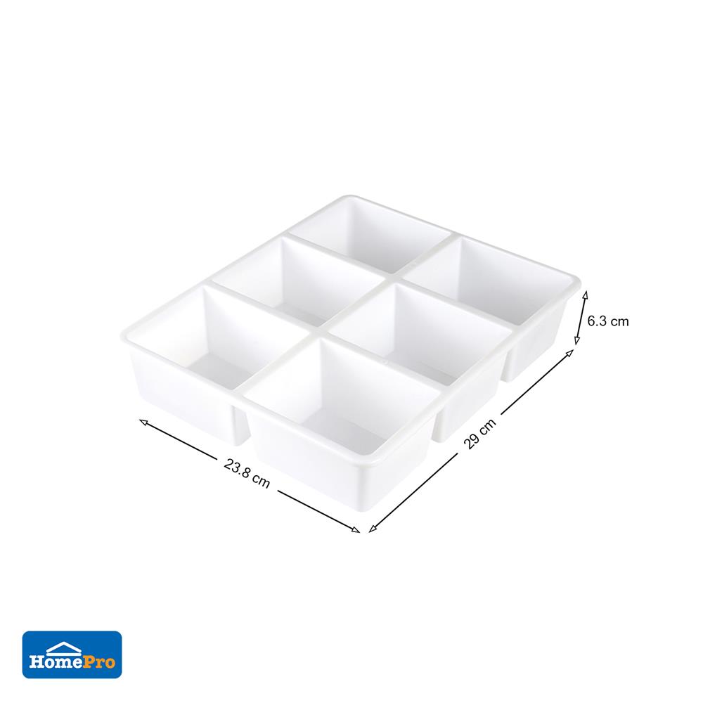 กล่องแบ่งช่อง 6 ช่อง STACKO TLR-106 29x23.8x6.3 ซม. สีขาว