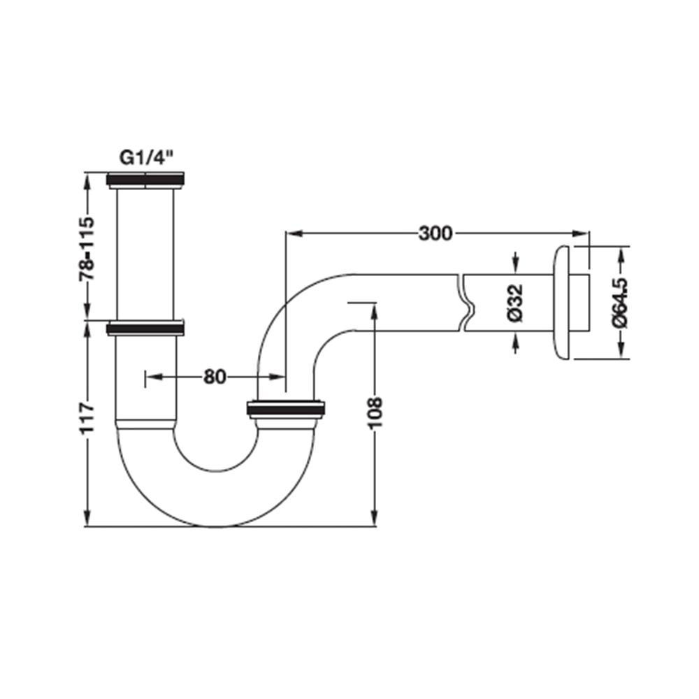 ท่อน้ำทิ้งอ่างล้างหน้าพีแทรป HAFELE 495.61.241 30 ซม.