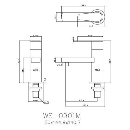 ก๊อกอ่างล้างหน้าเดี่ยว WS WS-0901M_1