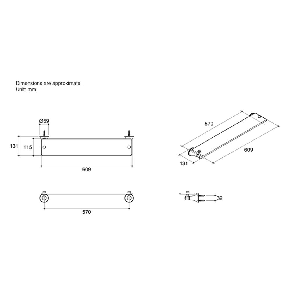 ชั้นกระจกติดผนัง 1ชั้น KOHLER K-13428T-CP