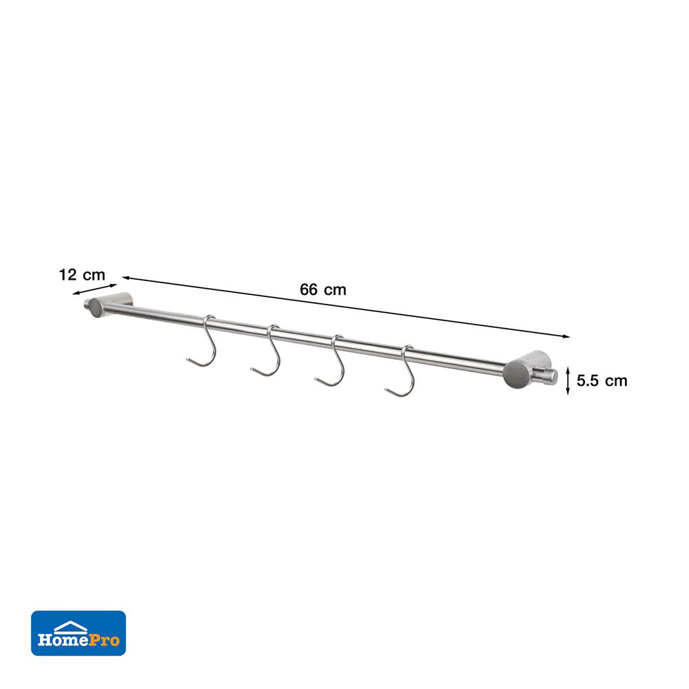 ราวแขวนสเตนเลส 60 ซม. 4 ตะขอ KECH-500S