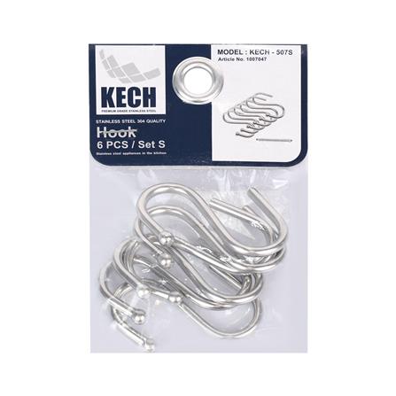 ชุดตะขอแขวนสเตนเลส6ตัวทรง S KECH_2