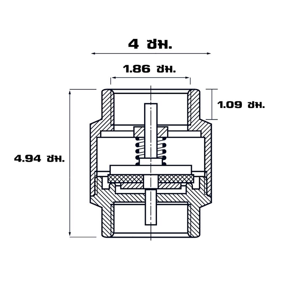 เช็ควาล์วสปริง PP 1/2 นิ้ว สีทอง