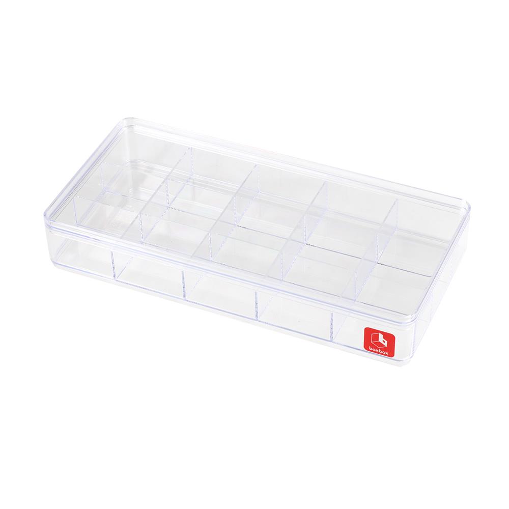 กล่องแบ่งช่อง 15 ช่อง BOXBOX BB010415 13.5x28.2x4.8 ซม. สีใส