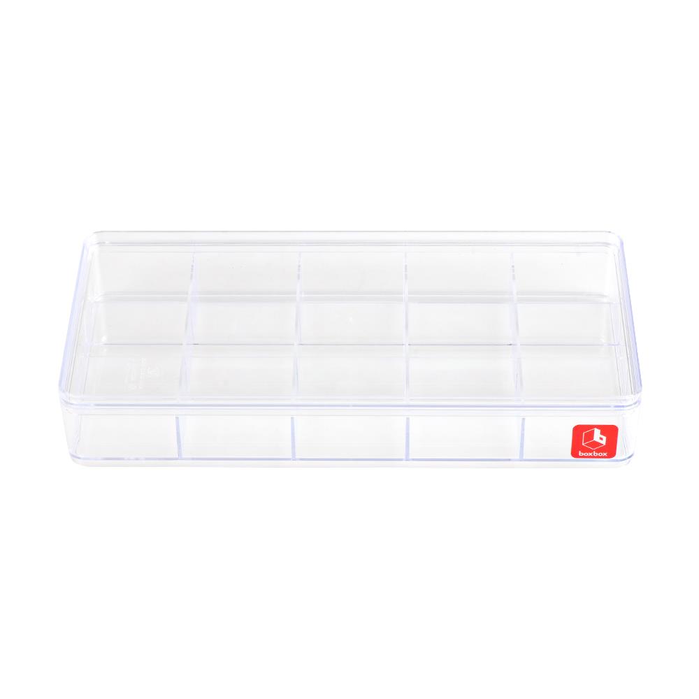 กล่องแบ่งช่อง 15 ช่อง BOXBOX BB010415 13.5x28.2x4.8 ซม. สีใส