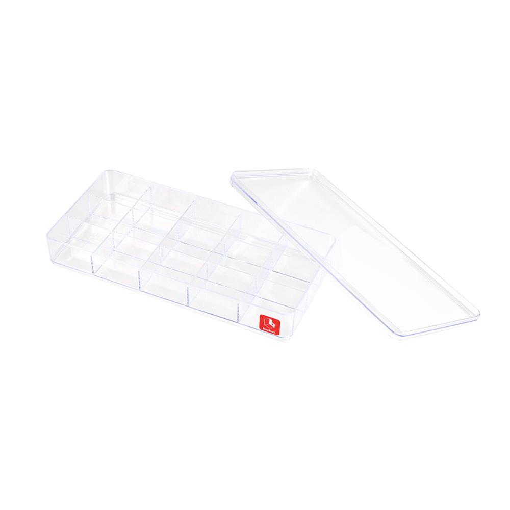 กล่องแบ่งช่อง 15 ช่อง BOXBOX BB010415 13.5x28.2x4.8 ซม. สีใส