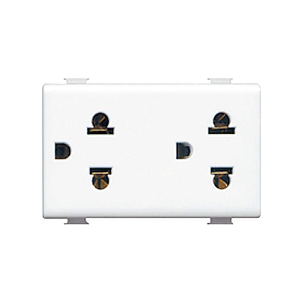 เต้ารับคู่ 3 ขา มีม่านนิรภัย BTICINO SAM5025D สีขาว