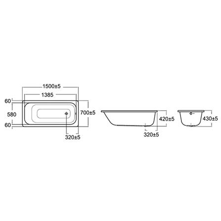 อ่างอาบน้ำ AMERICAN STANDARD TF-70280 150 ซม. สีขาว_1
