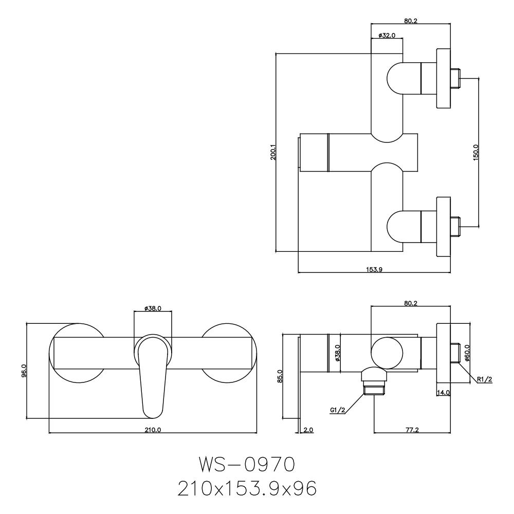 ก๊อกผสมยืนอาบ WS WS-0970