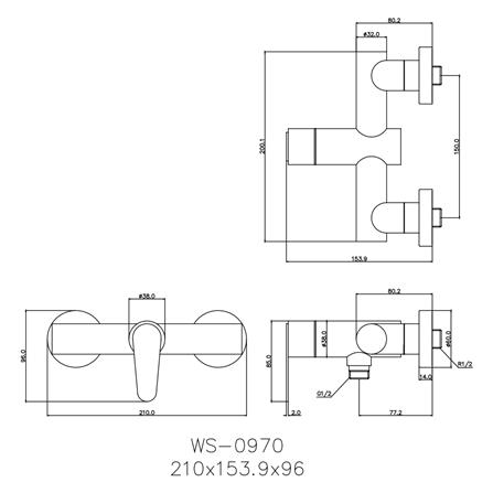 ก๊อกผสมยืนอาบ WS WS-0970_1