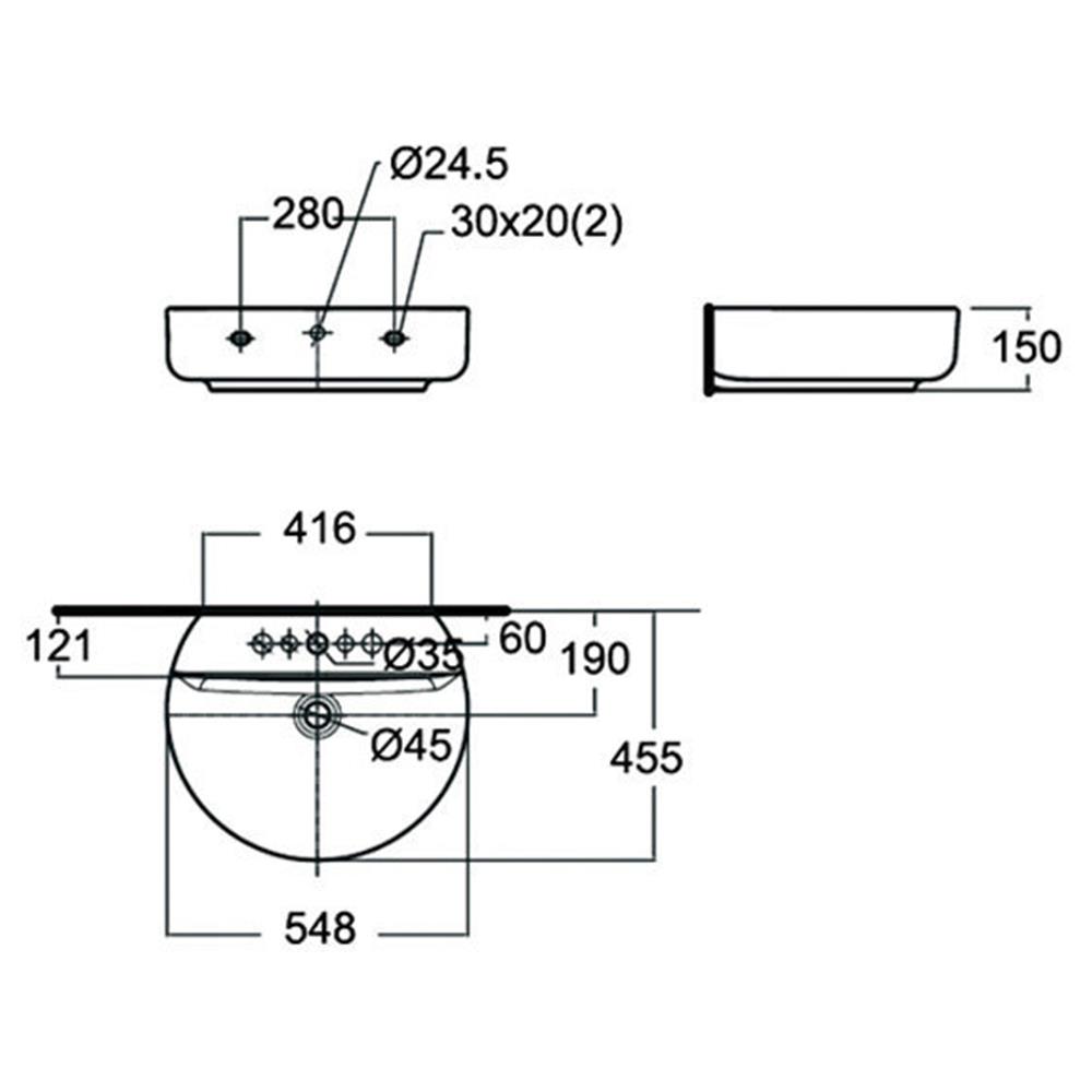 อ่างล้างหน้าแขวน AMERICAN STANDARD TF-0552 สีขาว