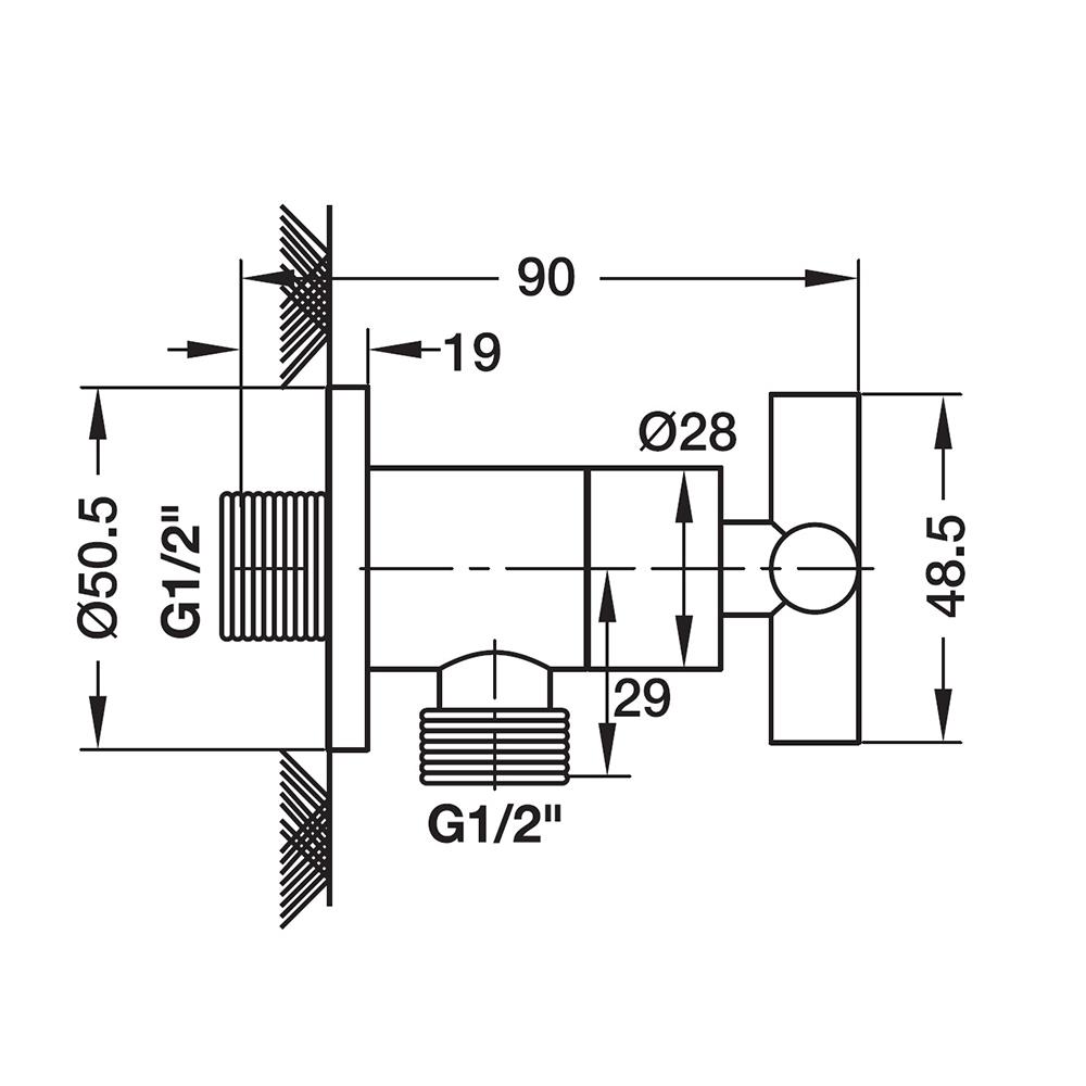 สต๊อปวาล์ว 1 ทาง HAFELE 495.60.814 สีโครม