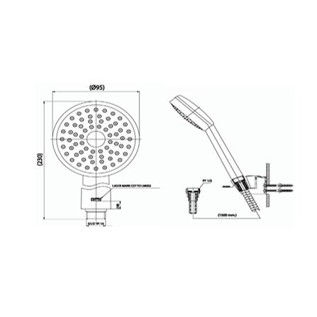 ชุดฝักบัวสายอ่อน 1 ระดับ COTTO Z71(HM) สีโครม_3