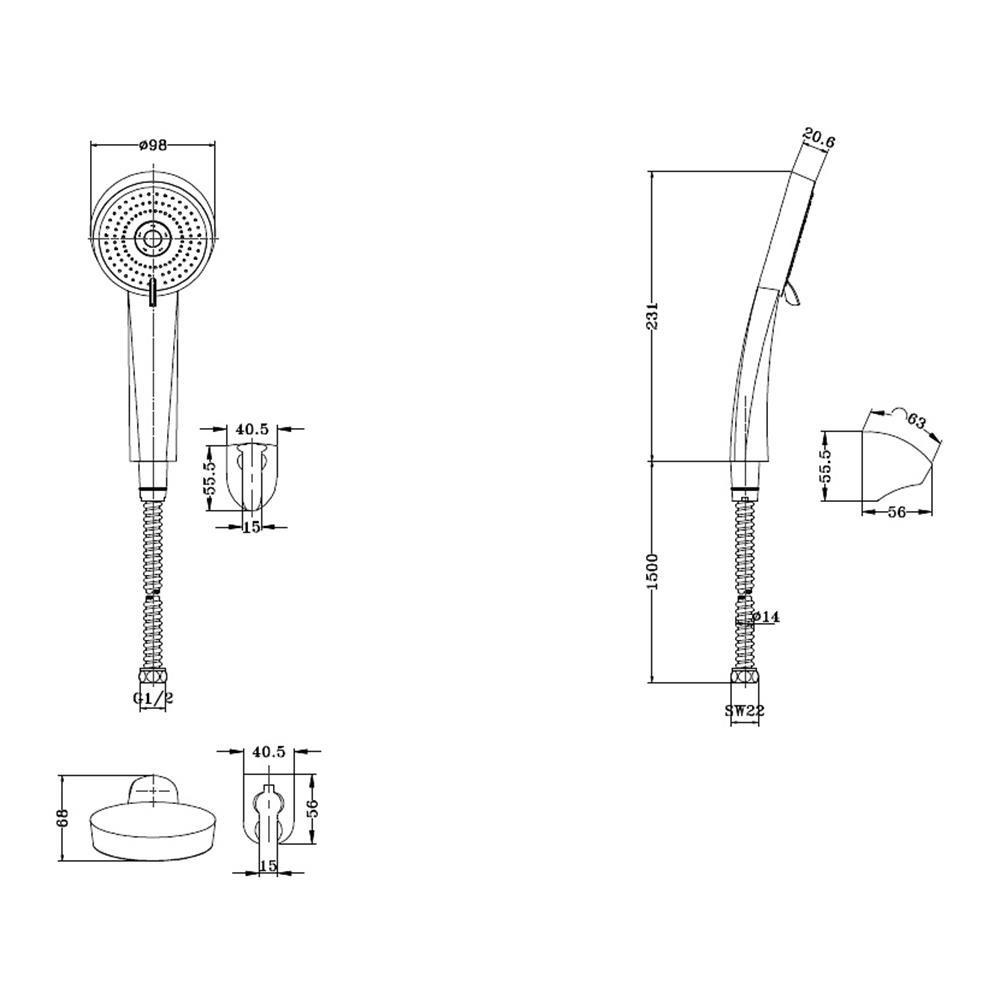ฝักบัวสายอ่อน KARAT FAUCET KS-08-213-50 สีโครม