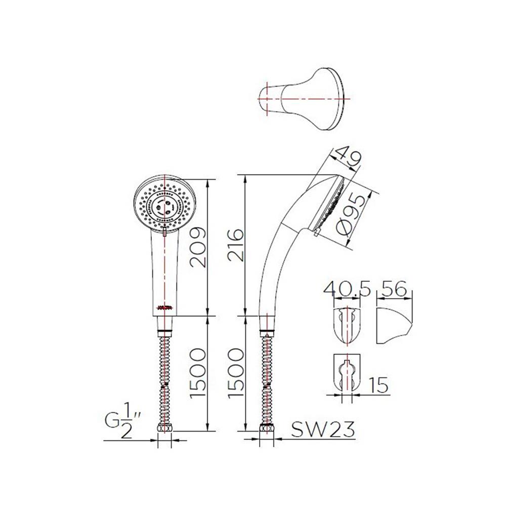 ฝักบัวสายอ่อน KARAT FAUCET KS-06-213-50 สีโครม