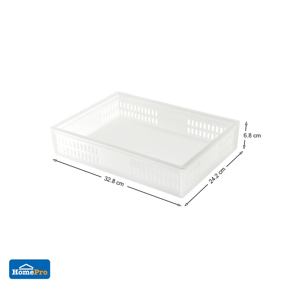 กล่องซ้อนได้ STACKO DT-01 24.2x32.8x6.8 ซม. สีขาว