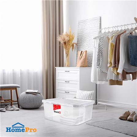 กล่องเก็บของ ฝาล็อค STACKO FAMILI 16.5 ลิตร สีใส_3