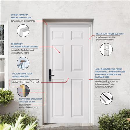 ประตูภายนอกเหล็ก เจาะลูกบิด PROFESSIONAL DOOR A1C 79.2x199.4 ซม. สีครีม_3
