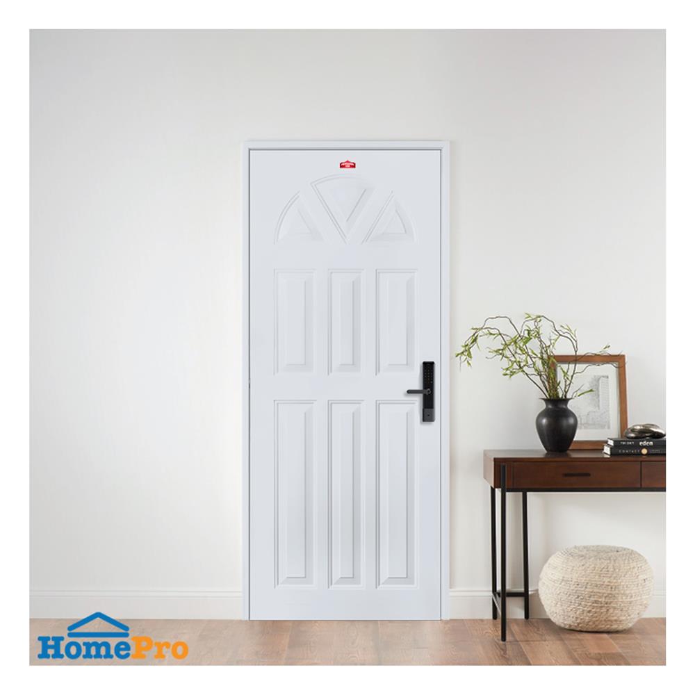 ประตูภายนอกเหล็ก เจาะลูกบิด PROFESSIONAL DOOR B1G 79.2x199.4 ซม. สีเทา