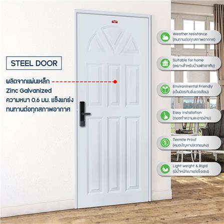 ประตูภายนอกเหล็ก เจาะลูกบิด PROFESSIONAL DOOR B1G 79.2x199.4 ซม. สีเทา_3