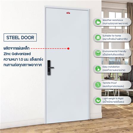 ประตูภายนอกเหล็ก เจาะลูกบิด PROFESSIONAL DOOR D1G 79.2x199.4 ซม. สีเทา_3