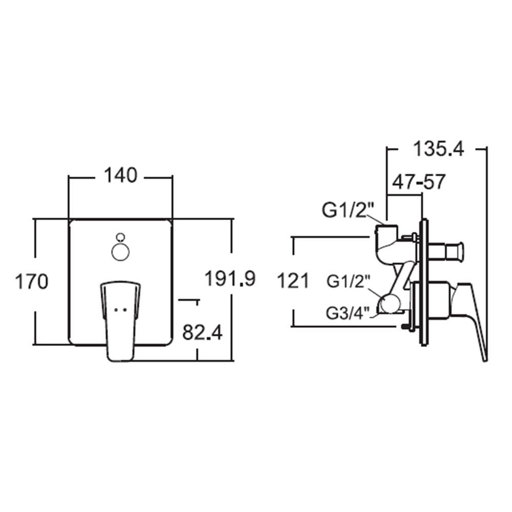 วาล์วฝังกำแพง AMERICAN STANDARD A-0421-400B