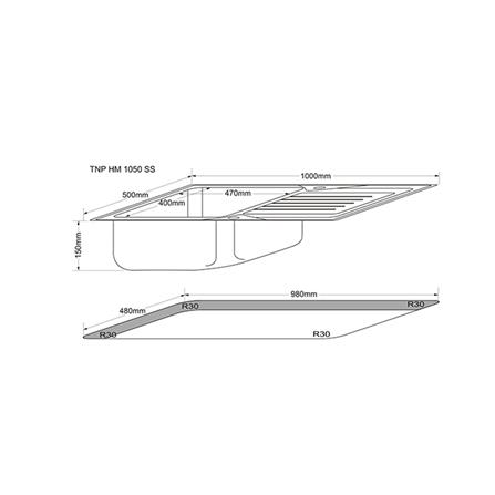 ซิงค์ฝัง 1 หลุม 1 ที่พัก TECNOSTAR HM 1050 สเตนเลส_3