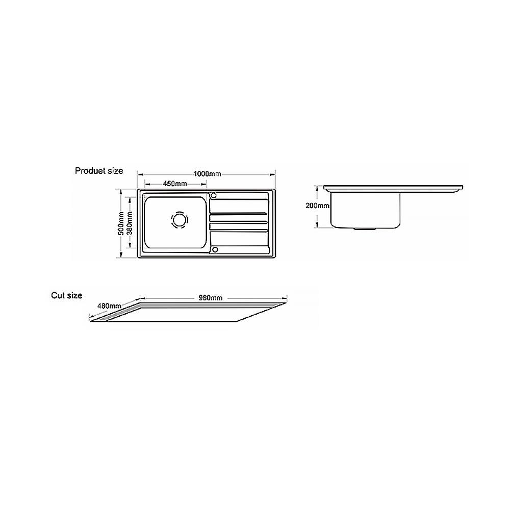 ซิงค์ฝัง 1หลุม 1ที่พักขวา TECNOSTAR 11100 ST สเตนเลส