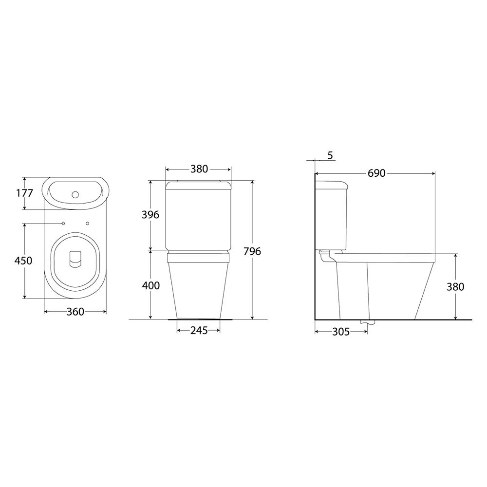 สุขภัณฑ์ 2 ชิ้น STAR S-1321.1 3/4.5L สีขาว