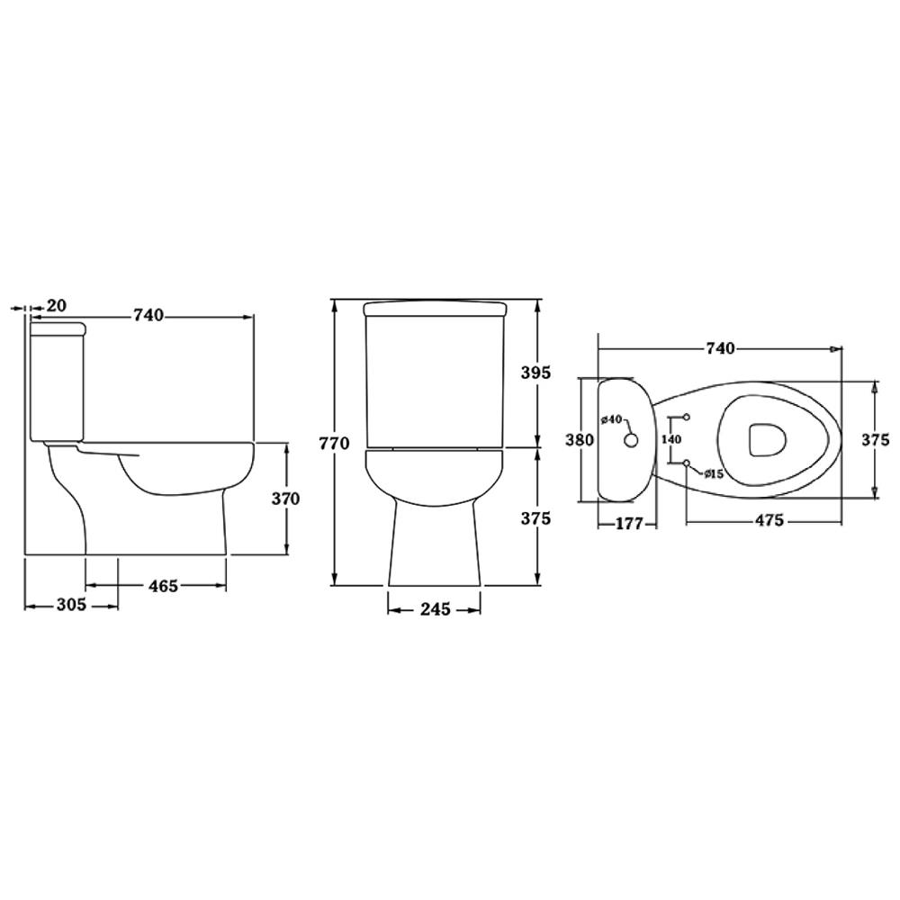 สุขภัณฑ์ 2 ชิ้น STAR S-1323.1 3/4.5L สีขาว