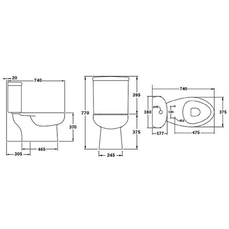 สุขภัณฑ์ 2 ชิ้น STAR S-1323.1 3/4.5L สีขาว_1