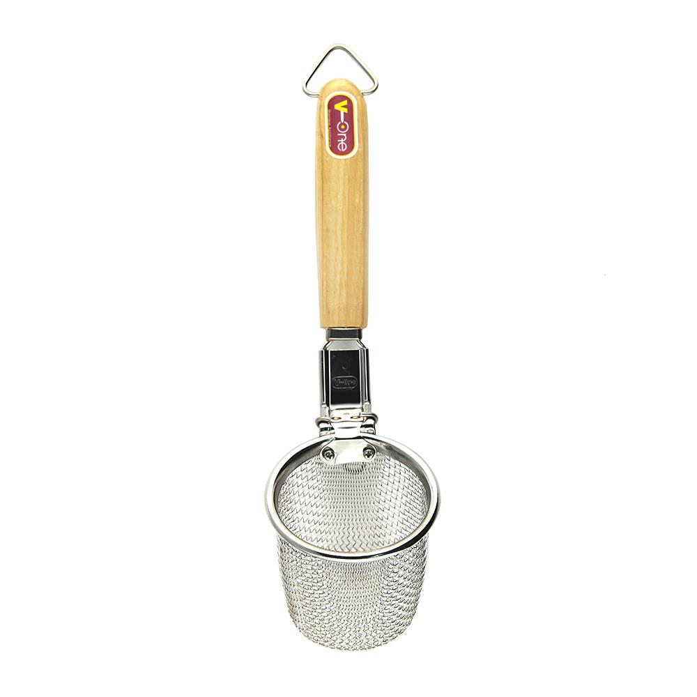 กระชอนสเตนเลสด้ามไม้ V-ONE 4 นิ้ว