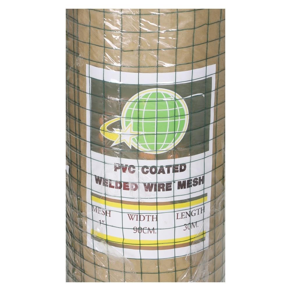 ตาข่ายสี่เหลี่ยมชุบ ตราลูกโลก 0.9X30เมตร