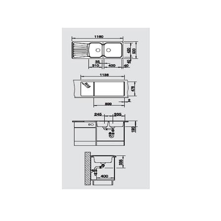 ซิงค์ฝัง 2หลุม 1ที่พัก BLANCO NOVA 8S 495.39.071 สีถ่าน_1