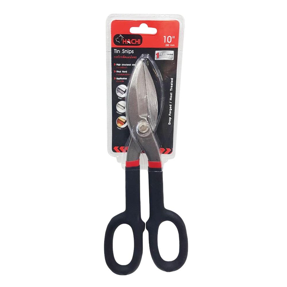 กรรไกรตัดแผ่นโลหะ HACHI 10 นิ้ว สีดำ-แดง