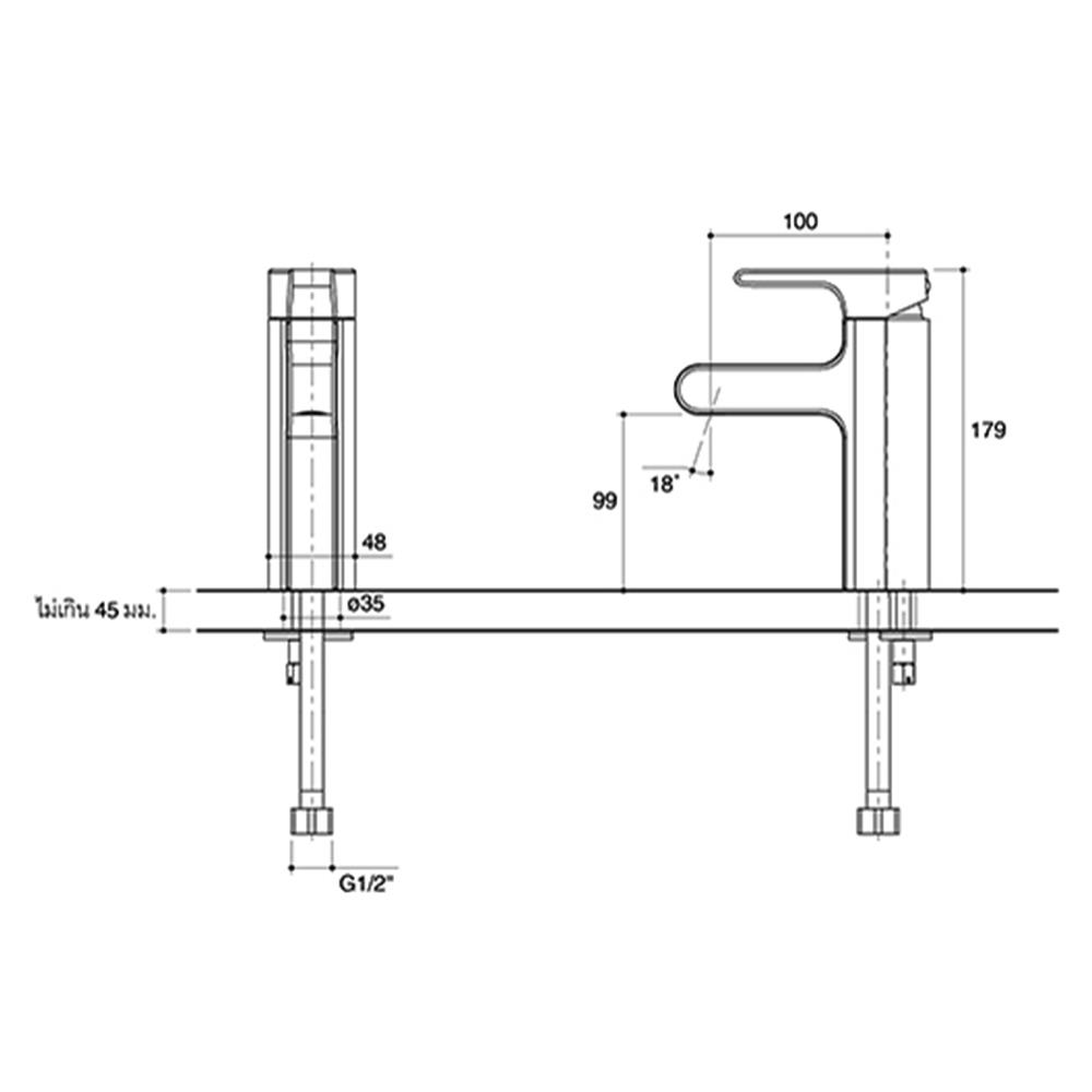ก๊อกอ่างล้างหน้าเดี่ยว KOHLER K-10860X-4CD-CP สีโครม