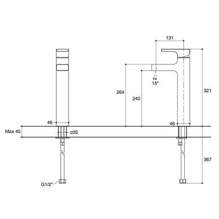 ก๊อกอ่างล้างหน้าเดี่ยว KOHLER K-37329X-4CD-CP_1