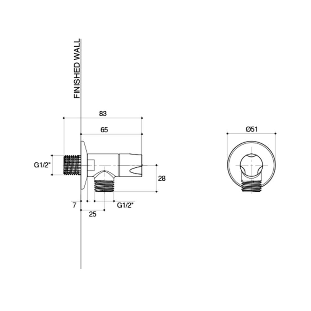 สต๊อปวาล์ว 1 ทาง ENGLEFIELD K-45528X-CP สีโครม