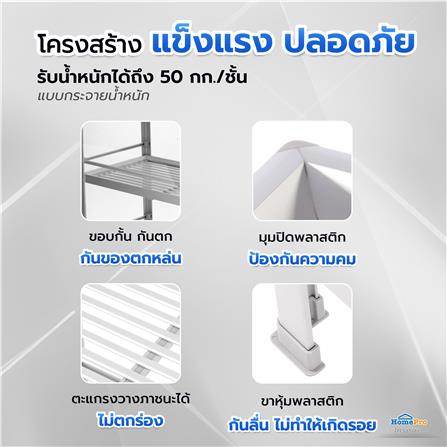 ชั้นคว่ำจานบนเรียบ M อะลูมิเนียม 3 ชั้น EKONO_3