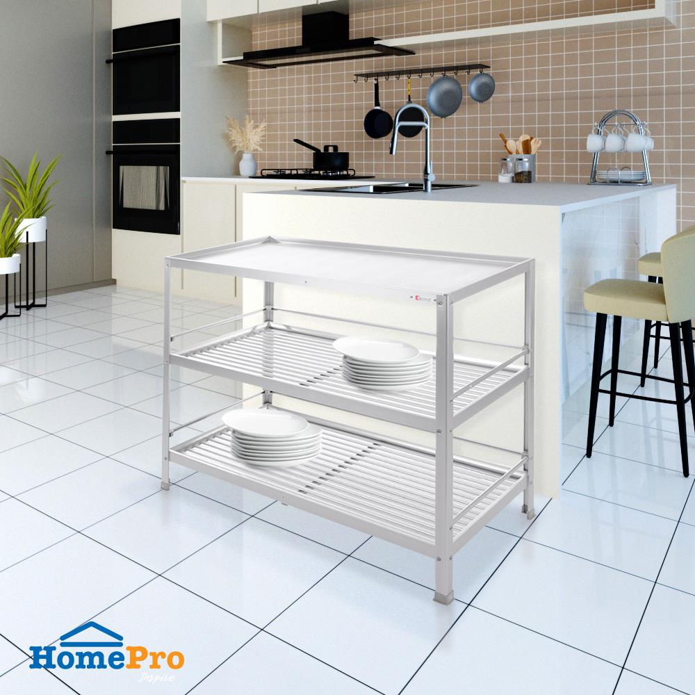 ชั้นคว่ำจานบนเรียบ L อะลูมิเนียม 3 ชั้น EKONO