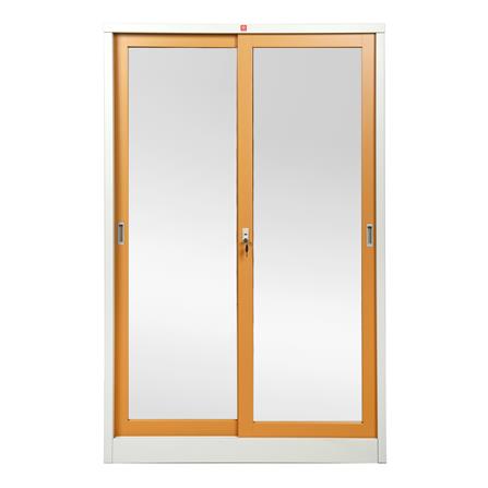 ตู้เสื้อผ้าบานเลื่อนกระจกเงา LUCKY WORLD KSV-126K-EG สีน้ำตาล