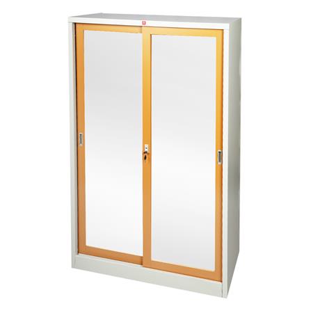 ตู้เสื้อผ้าบานเลื่อนกระจกเงา LUCKY WORLD KSV-126K-EG สีน้ำตาล_1