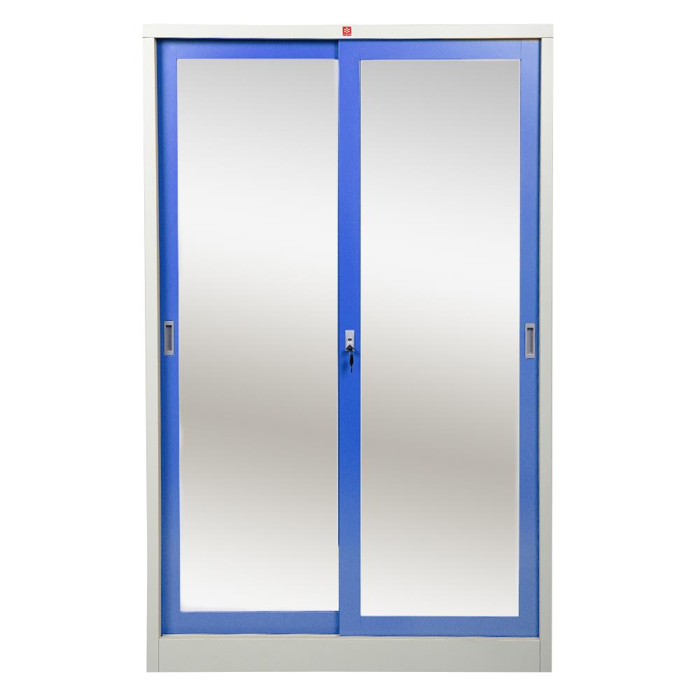 ตู้เสื้อผ้าบานเลื่อนกระจกเงา LUCKY WORLD KSV-126K-RG สีน้ำเงิน