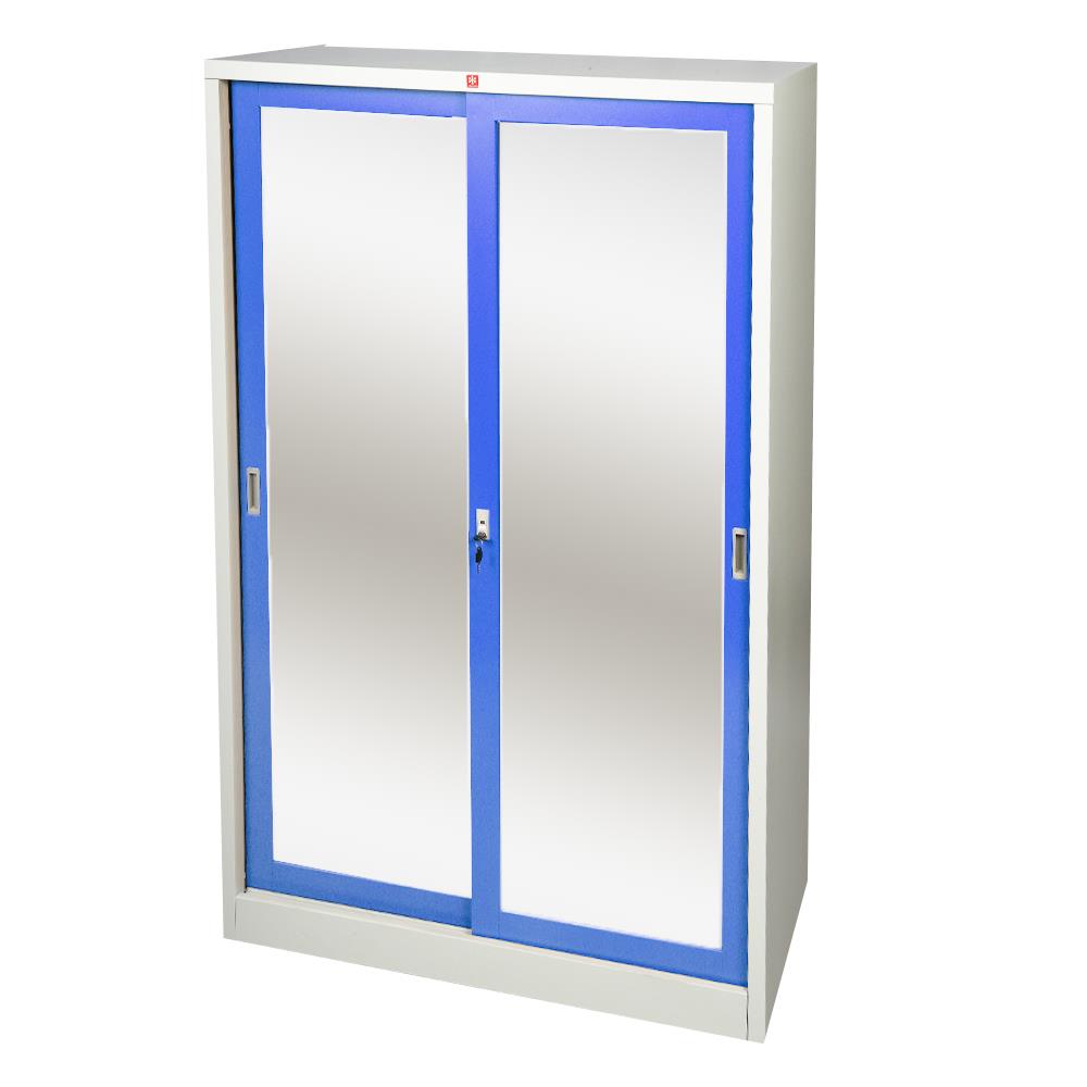 ตู้เสื้อผ้าบานเลื่อนกระจกเงา LUCKY WORLD KSV-126K-RG สีน้ำเงิน